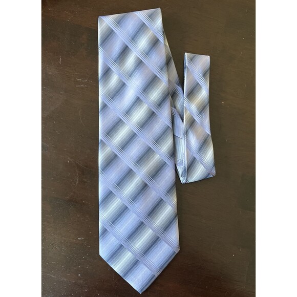 Joseph & Feiss International Mens 100% Silk Tie Silver Grey Lavendar Diagonal - Picture 3 of 5